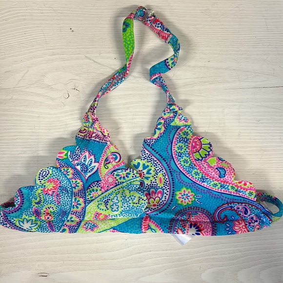 NWT Hula Star Blue Pattern Triangle Bikini Kids - Picture 2 of 5